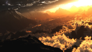 Mountain range clouds sun sky - cloud and mountains free wallpaper
