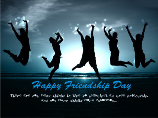 Happy friend day jumping people - side and a sky background free wallpaper