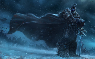 Snowy man sword bear aurora - a sword in a snowy landscape free wallpaper