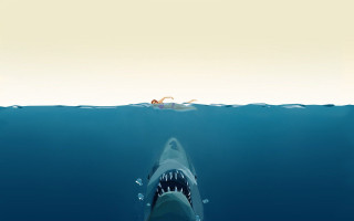 Shark open mouth boat background 2 - movie poster free wallpaper