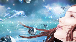 Girl hair wind dolphins background - dreamlike free wallpaper for desktop