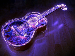 Guitar stickers wooden floor purple - sticker free wallpaper for desktop