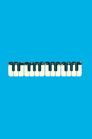 Piano keys blue background shadow - free minimalism wallpaper for mobile