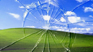 Window pane green field blue - a window pane free wallpaper