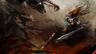 Demonic creature attacking demon dark 2 - elden ring free wallpaper