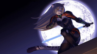 Cartoon woman sword full moon - furaffinity free wallpaper