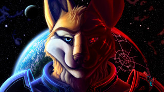 Wolf space planet stars blue - adam dario keel free wallpaper