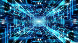 Blue black background lines lights - the end of the tunnel free wallpaper for desktop