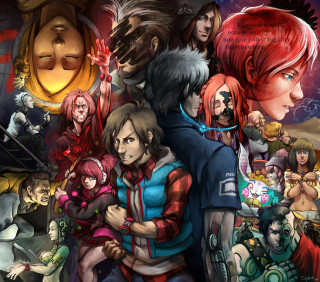 Cyberpunk group people poster colored - 2 d game art free wallpaper for tablet