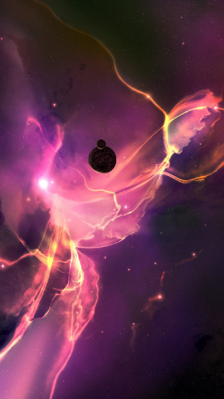 Space purple stars black object - free abstract wallpaper for mobile