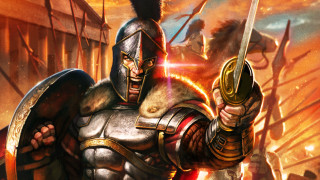 Man armor sword flames background 2 - a man in armor holding free wallpaper