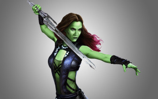 Woman costume sword holding both - both hand free wallpaper