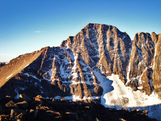 Mountain range snow covered peak - peak in the distance free wallpaper