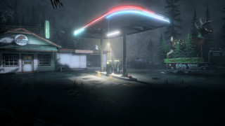 Gas station night deer statue - a gas station free wallpaper