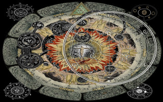 Drawing clock face surrounded by - dave mckean free wallpaper