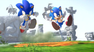 Sonic furry running field rocks - a video game scene free wallpaper