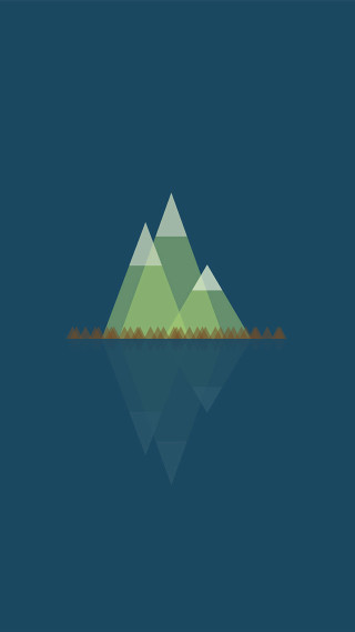 Mountain lake reflection minimalist painting - free minimalism wallpaper for mobile