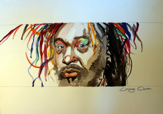 Man dreadlocks eyes painting art - free portrait wallpaper for desktop