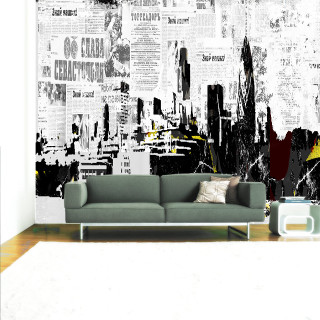 Living room couch newspaper wall - derek gores free wallpaper