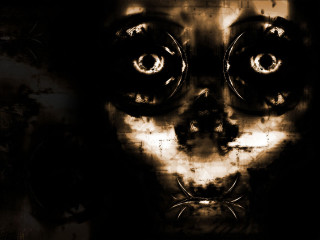Creepy face big eyes scary - dark art free wallpaper