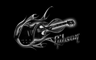 Guitar flamed design gibson black - black ink free wallpaper