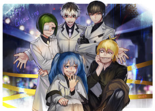 Colored hair glasses group photo - a picture together free wallpaper for desktop