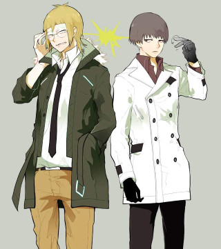 Anime characters standing side by - orphism free wallpaper for tablet