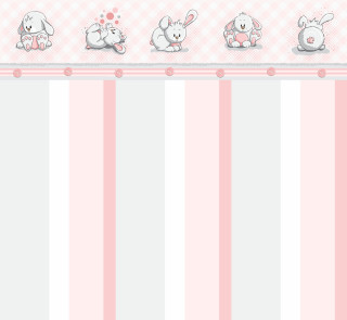 Pink white wall cartoon animals - rococo free wallpaper