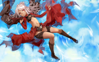 Woman red dress flying sword - a red cape free wallpaper