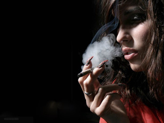 Woman smoking cigarette dark smoke - a woman smoking free wallpaper