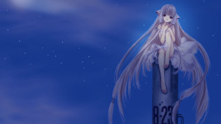 Anime girl pole moon stars - the sky above her free wallpaper