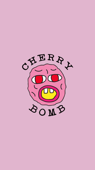 Pink wall cartoon face cherry - the bottom free wallpaper for mobile