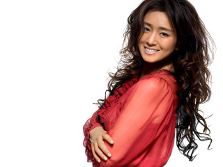 Woman long hair red blouse - chen lu free wallpaper