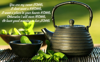 Tea pot mints table message - the middle of the image free wallpaper for desktop