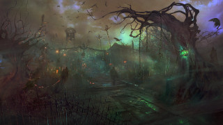 Creepy graveyard cemetery bats flying - bastien l. deharme free wallpaper