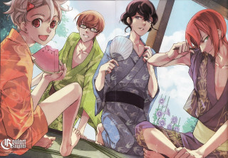 Women roof fan man group - their hand and a man free wallpaper