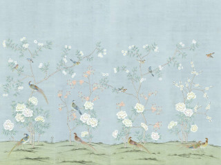 Birds flowers blue sky green - a green field free wallpaper for desktop