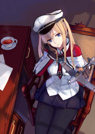 Woman uniform knife coffee chair - free gaming wallpaper for mobile