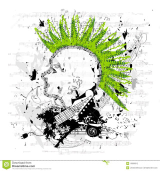 Green mohawk guitar punk music - punk art free wallpaper for tablet