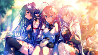 Three girls bench woods arms - three girl free wallpaper for desktop