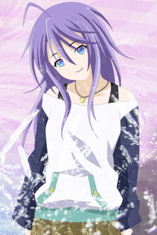 Girl purple hair blue eyes 5 - aguri uchida free wallpaper for mobile