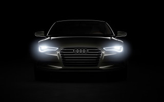 Car dark headlights glowing night - its headlight free wallpaper