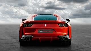 Red sports car concrete cloudy 2 - f 8 aperture free wallpaper