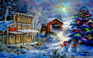Christmas snow tree house santa - a santa clause free wallpaper