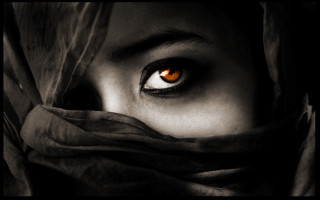 Woman orange eyes scarf serious - egyptian art free wallpaper