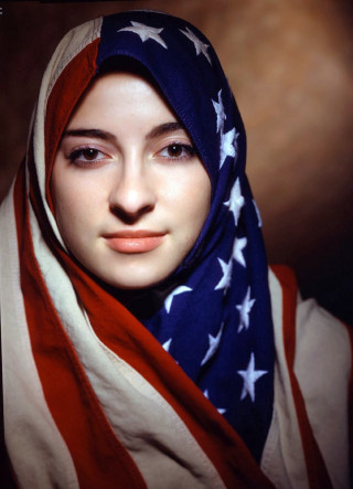Woman scarf american flag headshot - photograph free wallpaper for mobile