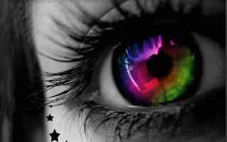 Close up eye rainbow eyeliner - a close up of a persons eye free wallpaper for desktop