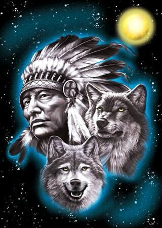 Native american chief wolves full - psychedelic free wallpaper for mobile