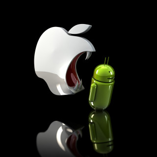 Green apple white apple bite - android free wallpaper