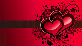Two hearts red background black 2 - a black border free wallpaper